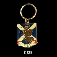 BRASS & ENAMEL KEY RINGS - SCOTLAND MAP WITH CITIES picture