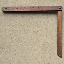Antique Beechwood Folding Wooden Carpenter Square Dated 1849 picture