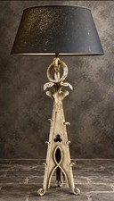 Antique Arts & Crafts Gothic Wrought Iron Lamp Lantern 34.5