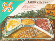 1970s Swanson TV DINNER GERMAN STYLE beef cabbage Metal Fridge Magnet 3x4 7676 picture