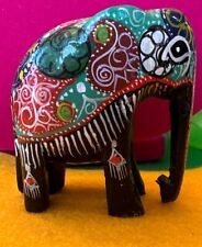 Indian Elephant Antique Style Kashmiri Paper mache Hand Painted Handicraft 5inch picture