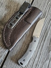 TRM TAGALONG ~Three Rivers Manufacturing Blue Denim Micarta w/ Leather Sheath picture