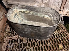 Antique Vintage Wood Handle Copper Boiler Wash Tub Lid Large Original Patina  picture