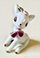 Vintage Napco White Porcelain Doe/Deer 1950s With Gold Accents-Japan 4.5” picture