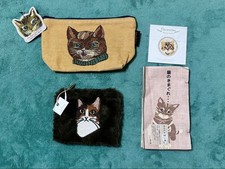 Nathalie Lete Cat Pouch Set w/ Hand Towel & Patch Unused 4pc Japan Brand picture