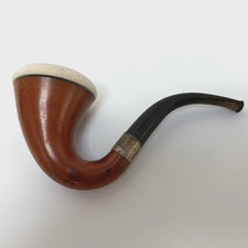 Vintage Sherlock Holmes Calabash Gourd Pipe White Bowl Sterling Silver Band picture