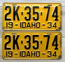 1934 Idaho License Plate Pair -  Nice Original Paint Condition picture