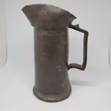 Antique Pewter 1 Liter Beer Pitcher Measure Flared Spout Stamped  picture