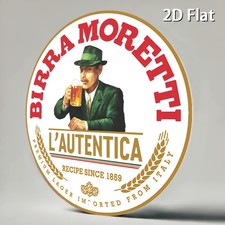 [2D Flat] Vintage Birra Moretti Italian Beer Tin Metal Signs 8x8in