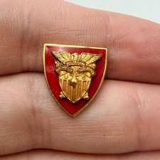 American Ordnance Association Member Lapel Pin Red Gold Shield Crest AOA Vintage picture
