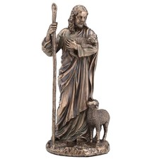 Veronese Design 6 1/4 Inch Jesus The Good Shepherd Cold Cast Resin, Bronze picture