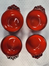 Vtg Metlox Poppytrail Red Rooster Handled Soup Bowls Set of 4 MCM California picture