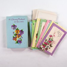 Vtg Greeting Get Well Cards Charming Parchment Sparkles All Floral 14Pcs 1960s picture