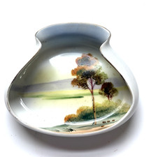 ANTIQUE MEITO PORCELAIN TREE IN MEADOW TRINKET DISH ODD SHAPED picture