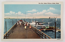 VTG 1947 SALEM WILLOWS MA PC THE PIER BOATS Fishing Sightseeing Tours MINT picture