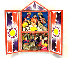 Vintage Peruvian Nativity Retablo Shadowbox Folk Art Miniature Vibrant ~7