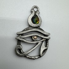 Vintage Gallo Pewter Eye Of Ra Pewter Necklace With Crystals Pendant Keychain  picture