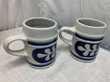 2 Pack Colonial Williamsburg Pottery Coffee Mug Cobalt Blue Salt Glazed USA picture