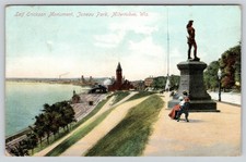 Milwaukee Wisconsin Leif Erickson Monument Juneau Park Depot Postcard picture