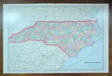 Vintage 1905 NORTH CAROLINA Map 22