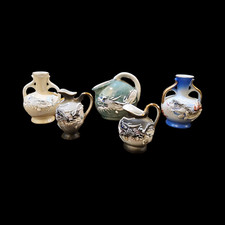 5 Vintage Miniature Moriage Dragonware Vases Pitchers picture