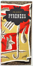 France Pyrenees Mountains Vintage 1953 Travel Tourist Map Brochure picture