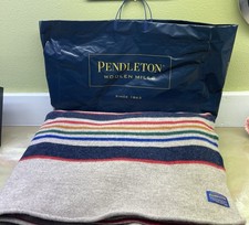 NEW Pendleton Yakima Camp Wool Striped Blanket, Heather Beige 74x92 picture