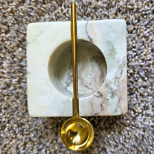 Cruiser's Caché Marble Stone Square Salt Dish w/ Spoon picture