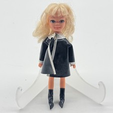 Vintage Tiny Teen Doll Blonde Mod Black Vinyl Coat Go-Go Boots 5.5 Inch picture