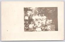 Postcard RPPC Close-knit Group of Young People Posing Outside circa 1910 picture