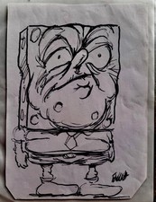 Ron English Signed Animation Sketch w/ JSA COA, 7.5x10.5 in. 2015 unframed picture