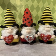 Lot of 3 Valetine's Day Plush Gnomes/be mine/MEASUREMENTS IN PICTURES picture