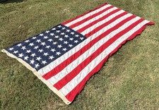 Vintage WWII Era 48 Star American Flag Sewn Stars Cotton 100x50 Large USA picture