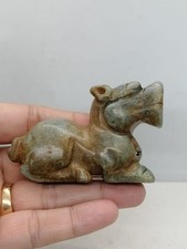 Tibetan Old Carved Jade Stone Animal Statue Figurine picture