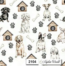 (2104) TWO Individual Paper LUNCHEON Decoupage Napkins - DOGS PUPPY PUPPIES PETS picture