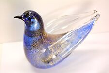 Rare Italian Murano Glass Figurine Sculpture Bird Blue Gold Flecks Sommerso picture