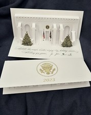 BIDEN 2023 CHRISTMAS CARD WHITE HOUSE GOLD EAGLE DEMOCRAT SIGNATURE POP UP NEW picture