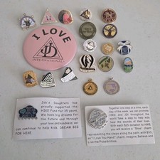 Job's Daughters International Pin Lot Masonic Fraternal IOJD Pendant Charm Vtg picture