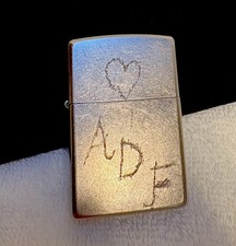 2005 ZIPPO Heart Message Silver Plated Used Vintage Collectible picture
