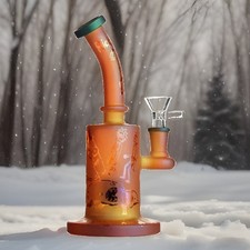Ricky-Morty  Frosted Glass Water Pipe W/ 14mm Herb Bowl Thick Glass - USA picture