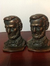 Abraham Lincoln Bookends; Cast Iron with copper wash; circa: 1950's picture