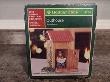 Holiday Time 2008 cowboy collection outhouse Christmas village w/ box picture