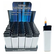 50 PACK Refillable Cigarette Lighters Solid White Color - Wholesale picture