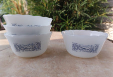 FIREKING-CURRIER & IVES WHITE MILK GLASS CUSTARD CUPS BY FIREKING-SET OF 4 picture