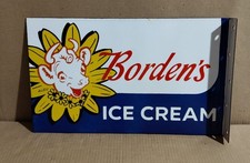 Borden's Ice Cream Porcelain Enamel Sign  18 x 10 Inches 2 Sided picture