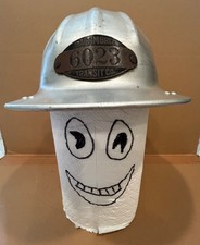Vintage B.F. McDonald Co. of L.A. Aluminum Hard Hat / Baltimore Transit Co Badge picture