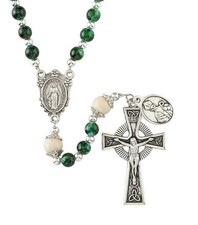 St Patrick Green Marbled Rosary,  New Gftshp-64 picture