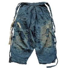 Vintage Japanese Indigo Boro Work Pants Monpe Hand Patched Folk Textile picture