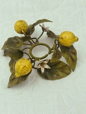 Vtg Italian Tole Lemon Candleholder Toleware Cottagecore Shabby Chic picture