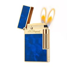 S.T. DUPONT Ligne2 Double Flame Blue Cloud Mist Gold Lighter perfect gift picture